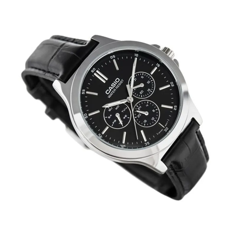 Casio Enticer Multifunctional Leather Black Dial Men's Watch | MTP-V300L-1AUDF